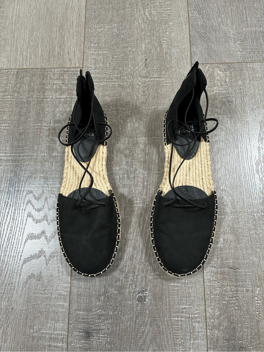 EILEEN FISHER Women’s Lace Up Espadrille Sandal Black Size 9